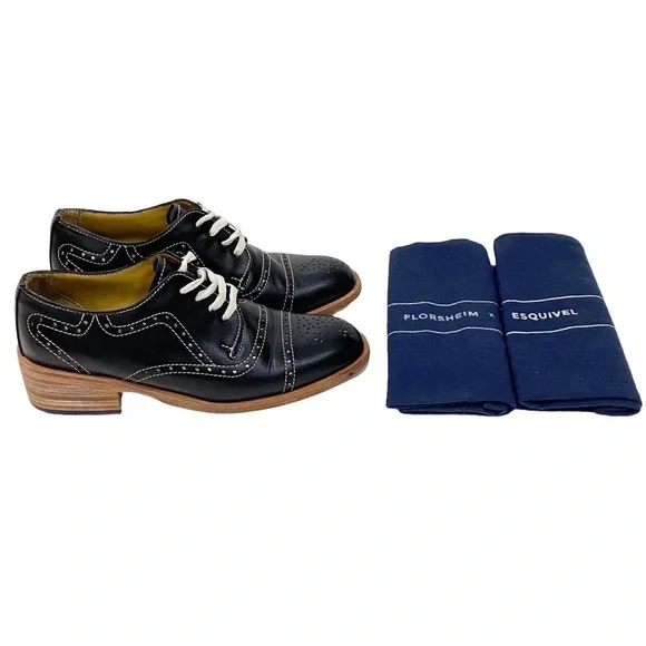 FLORSHEIM x ESQUIVEL Black Leather Oxford Shoes 6 $600